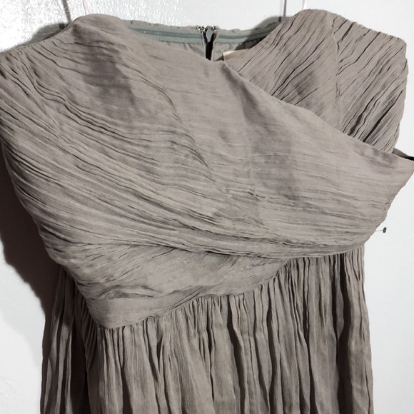 J. CREW | Arabelle Grey Silk Chiffon Strapless Formal Event Dress size 14 {NEW} - Picture 5 of 12